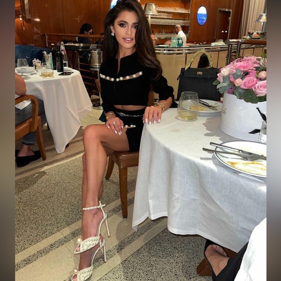 Pearl Black cutout Bodycon Skirt Top Matching Set Women’s Size Small Like New - Picture 4 of 16